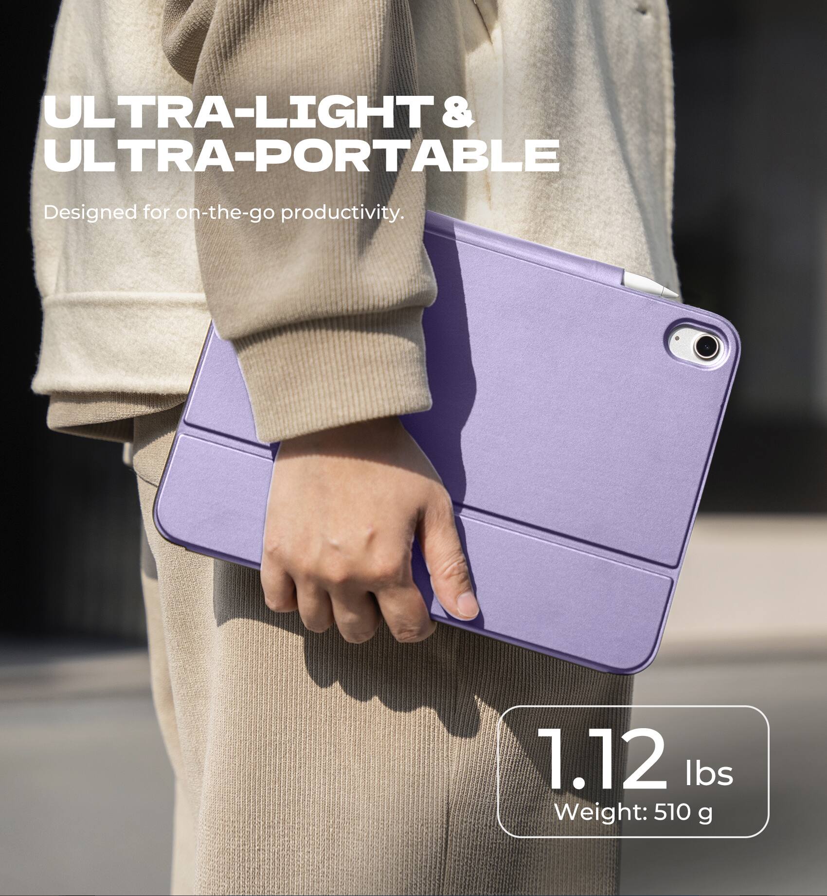 ULTRA-LIGHT & ULTRA-PORTABLE  
Designed for on-the-go productivity.  

1.12 lbs  
Weight: 510 g