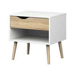 Hivvago - Modern Mid Century Style End Table Nightstand - White/Oak