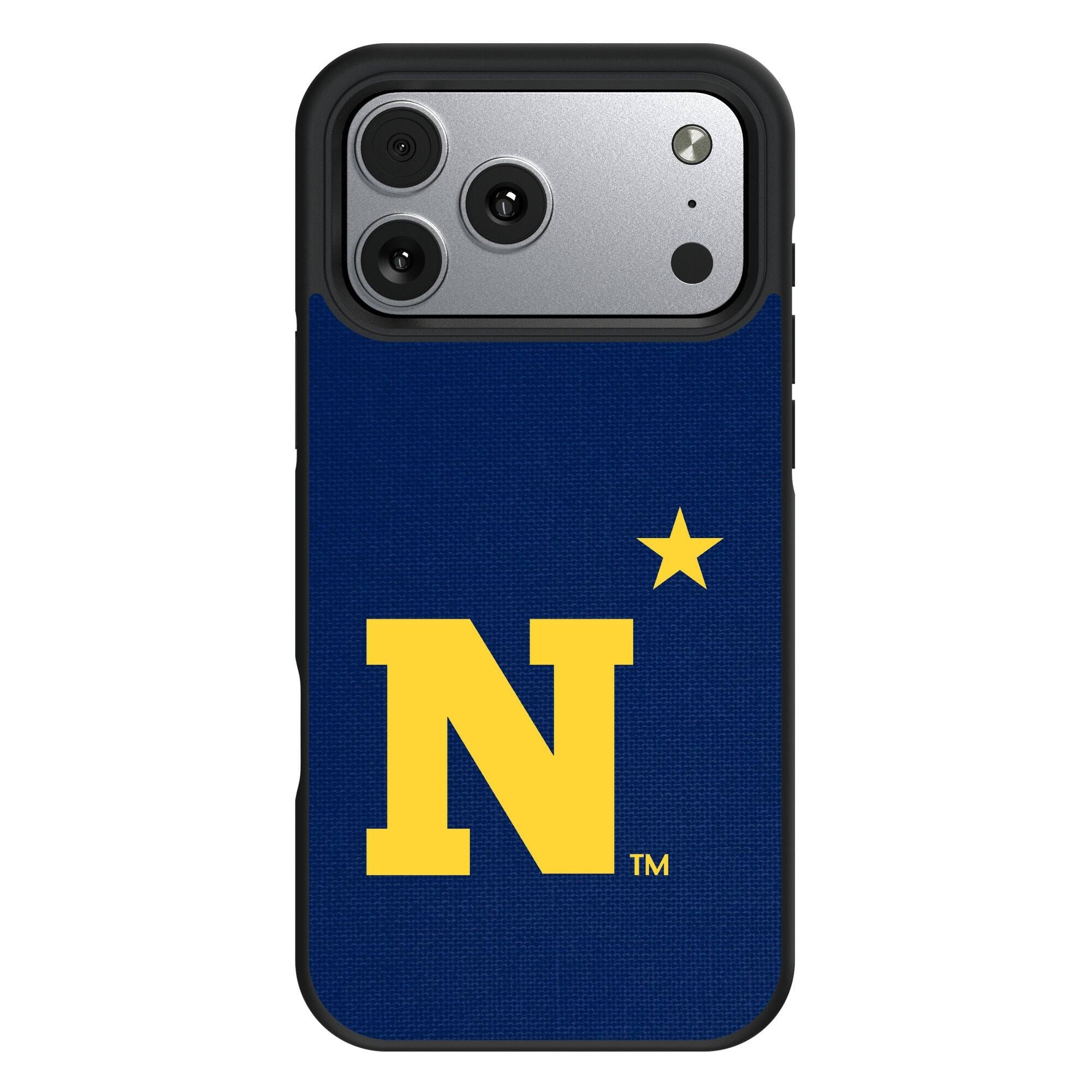 Front. Keyscaper - Navy Midshipmen Bump Case with 8.2ft Drop Protection - 15 Pro - Multicolor.