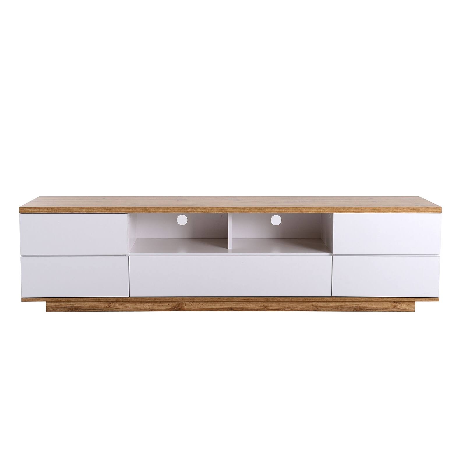 Alt View 5. Spaco - Spaco Modern TV Stand for 80" TV,Media Console with Door Rebound Device and Storage for Living Room Entertainment Center - White+Natural.