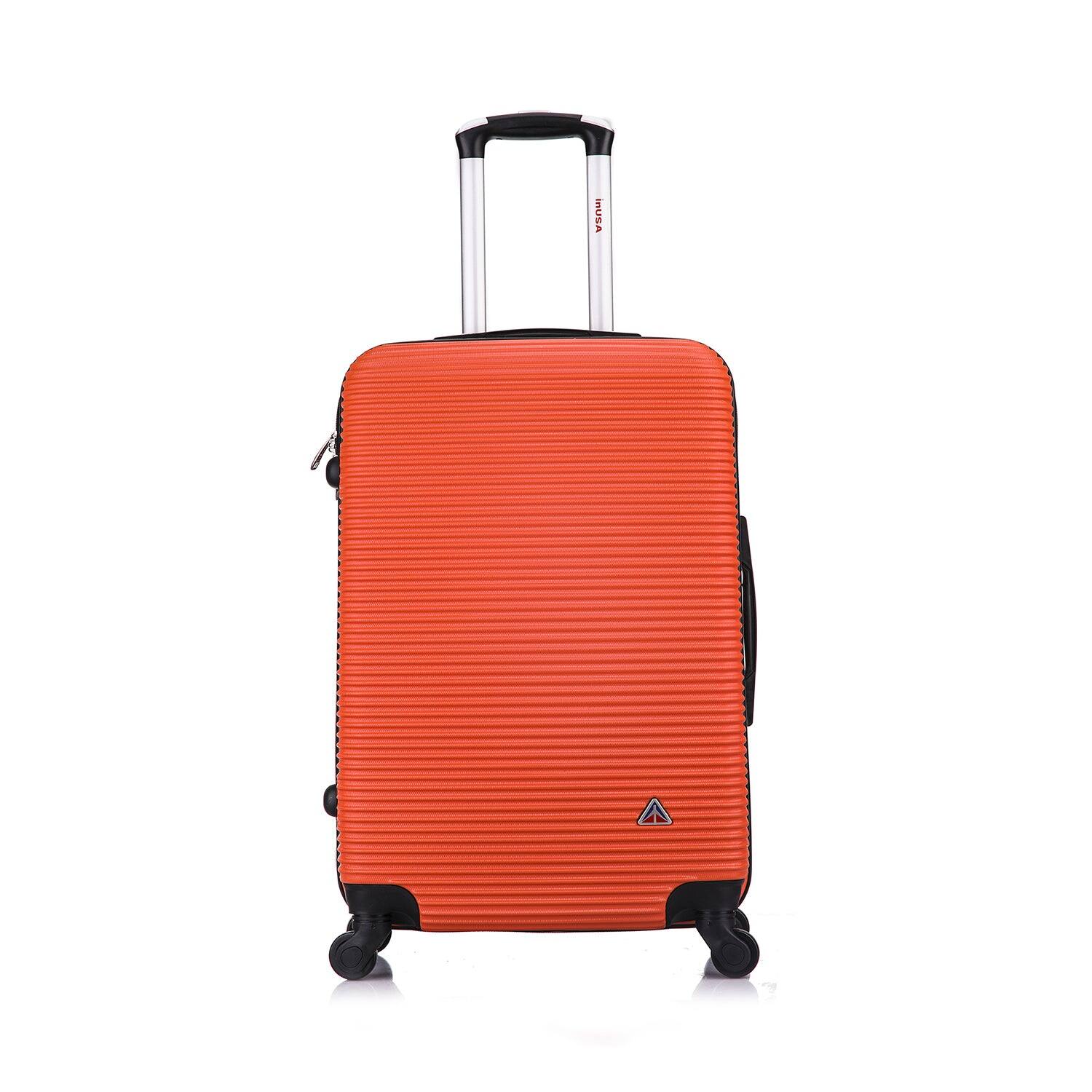 Angle. InUSA - Royal lightweight hardside Spinner Luggage 24" - ORANGE.