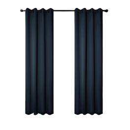 RT Designers Collection - 100% Polyester 250 GSM Riley 100% Blackout Grommet Panel 54" x 84" - Navy Blue