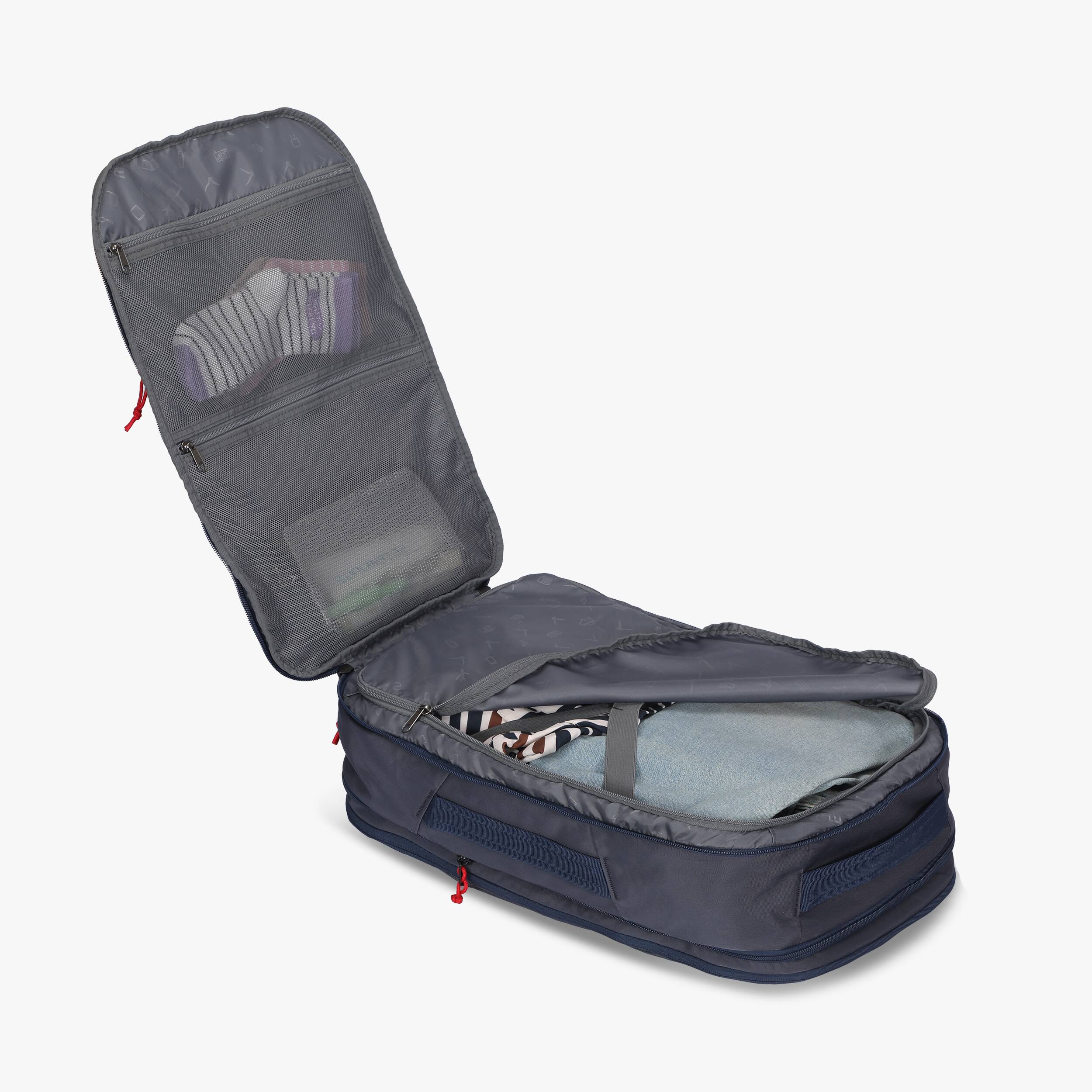 Left. Hynes Eagle - Expandable Carry-On Travel Backpack (40L) - Dark Blue.