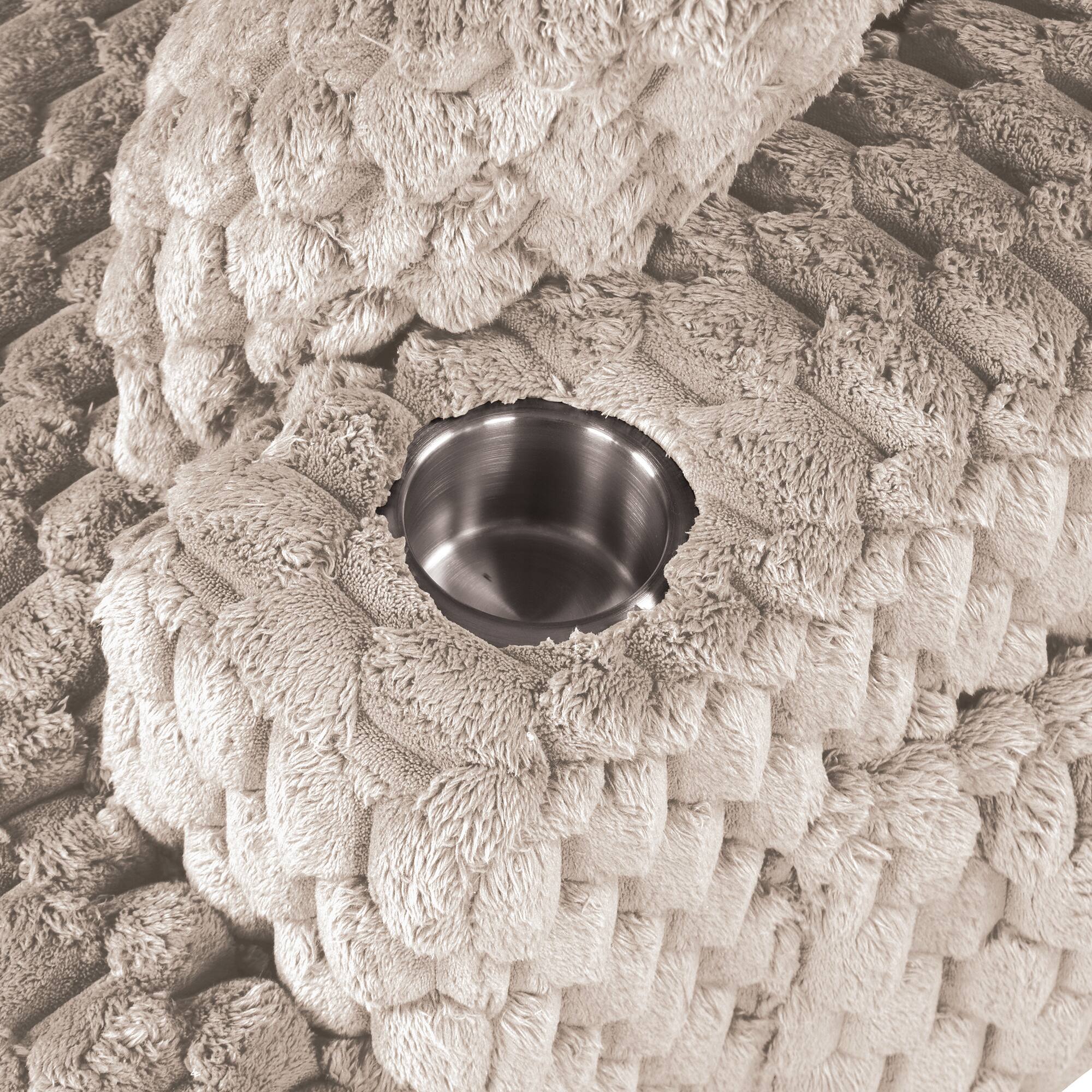 Alt View 4. Vaczon - Oversized Chaise Lounge Chair with 2 Cup Holders and Magazine Pocket, Plush Textured Upholstery for Living Room Bedroom - Light Beige.