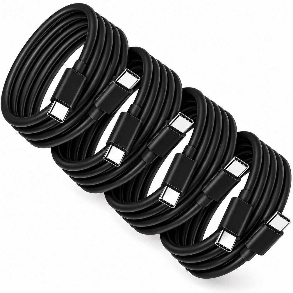 Alt View 4. Qixxronics - 4-PACK 6FT USB-C to USB-C Charging Cable for Samsung Galaxy Z Fold 7 6 5 4 3, Z Flip 3 4 5 6 7, S26 S25 S24 S23 S22 - Black.