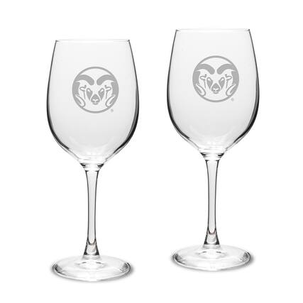 Front. Jardine - Colorado State Rams 2-Piece 16oz. Traditional White Wine Glass Set - Multicolor.
