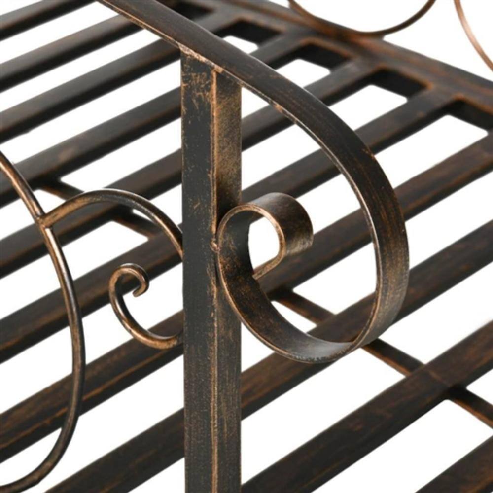 Left. Hivvago - Outdoor Vintage Bronze Arch 6-ft Garden Bridge with Side-Rails - Vintage Bronze.