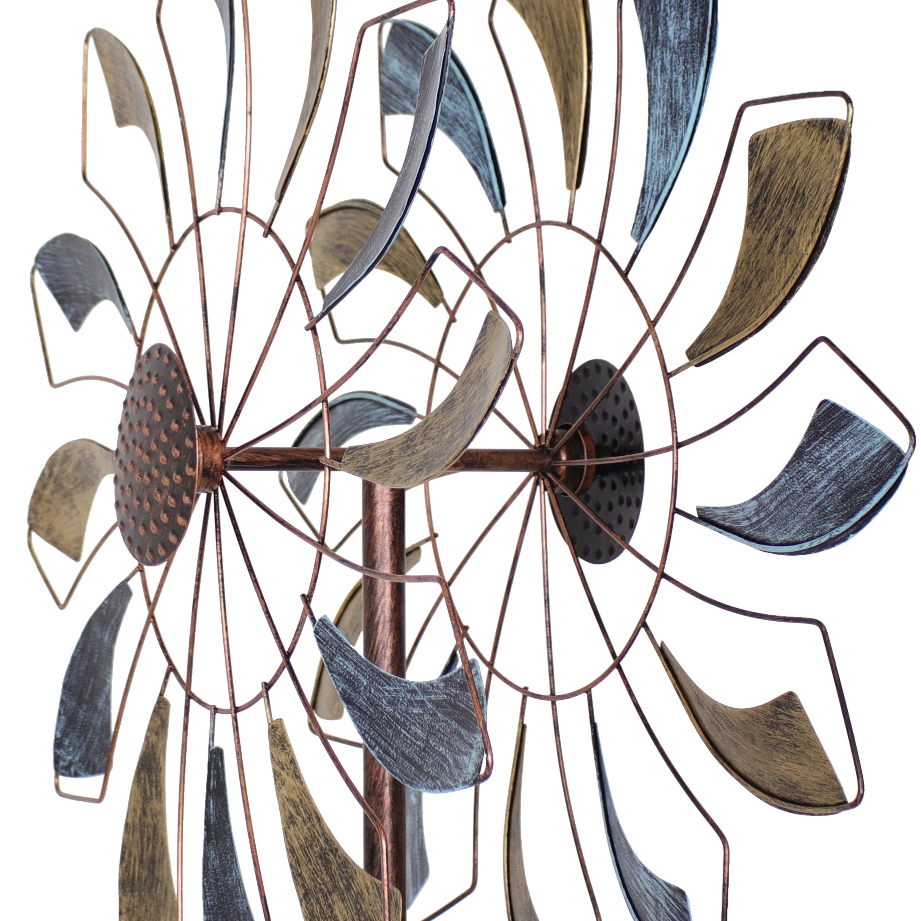 Alt View 5. Sunnydaze - Metallic Pinwheel Powder-Coated Iron Wind Spinner - 84.5" H - Metallic.