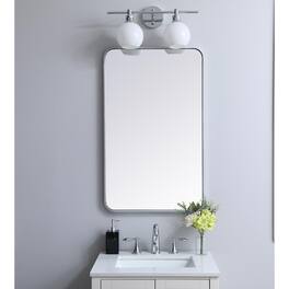 Elegant Decor - Soft corner metal rectangular mirror 22x36 inch - Silver