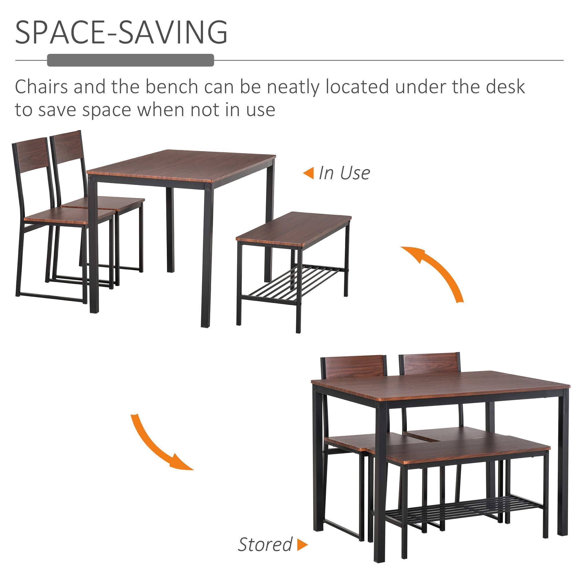 SPACE-SAVING

Chairs and the bench can be neatly located under the desk to save space when not in use

In Use

Stored