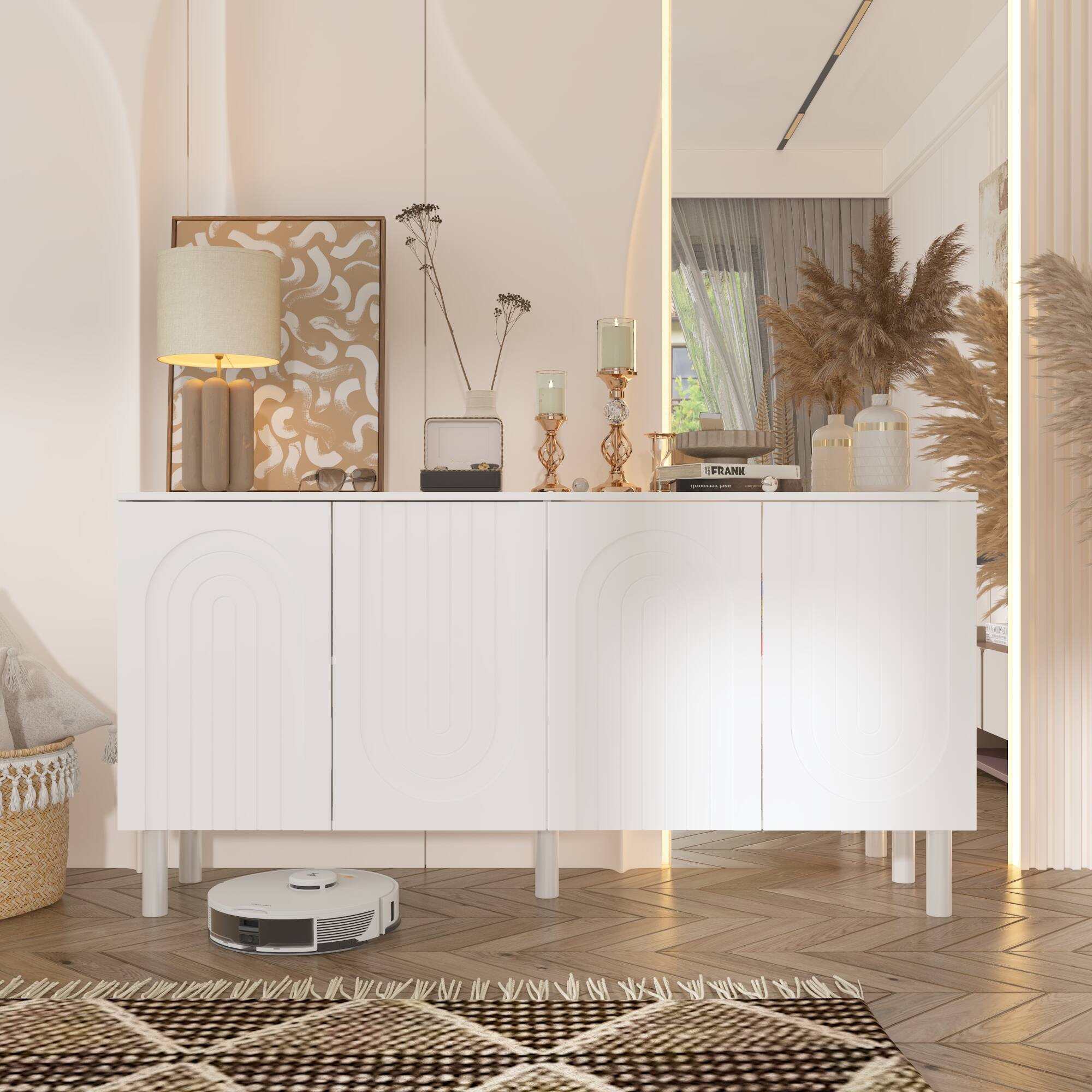 Alt View 2. FUFU & GAGA - FUFU&GAGA Versatile White Storage Cabinet - Multi - Scenario Elegance - White.