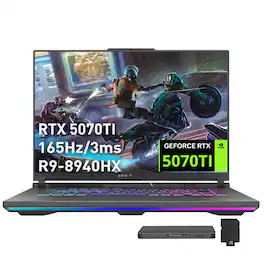 ASUS - Strix G16 16" WUXGA Gaming Laptop,GeForce RTX 5070 Ti,Ryzen 9 8940HX,32GB RAM,2TB SSD+1TB Dock Set,Win 11 - Gray