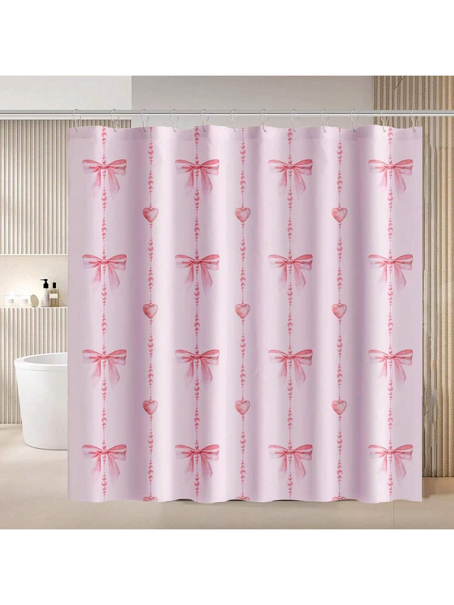 Front. Acteck - Bow Shower Curtain,Waterproof Decorative Shower Curtains  with 12 Stainless Steel Hooks for Bathroom(72 inch*72 inch) - Pink.