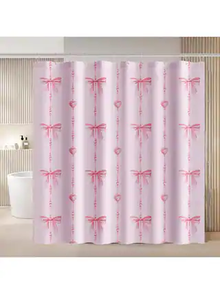 Front. Acteck - Bow Shower Curtain,Waterproof Decorative Shower Curtains with 12 Stainless Steel Hooks for Bathroom(72 inch*72 inch) - Pink.