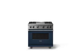 Viking - 5.1 Cu. Ft. 36"W Freestanding LP Gas Sealed 4 Burner Range with Griddle - Slate Blue