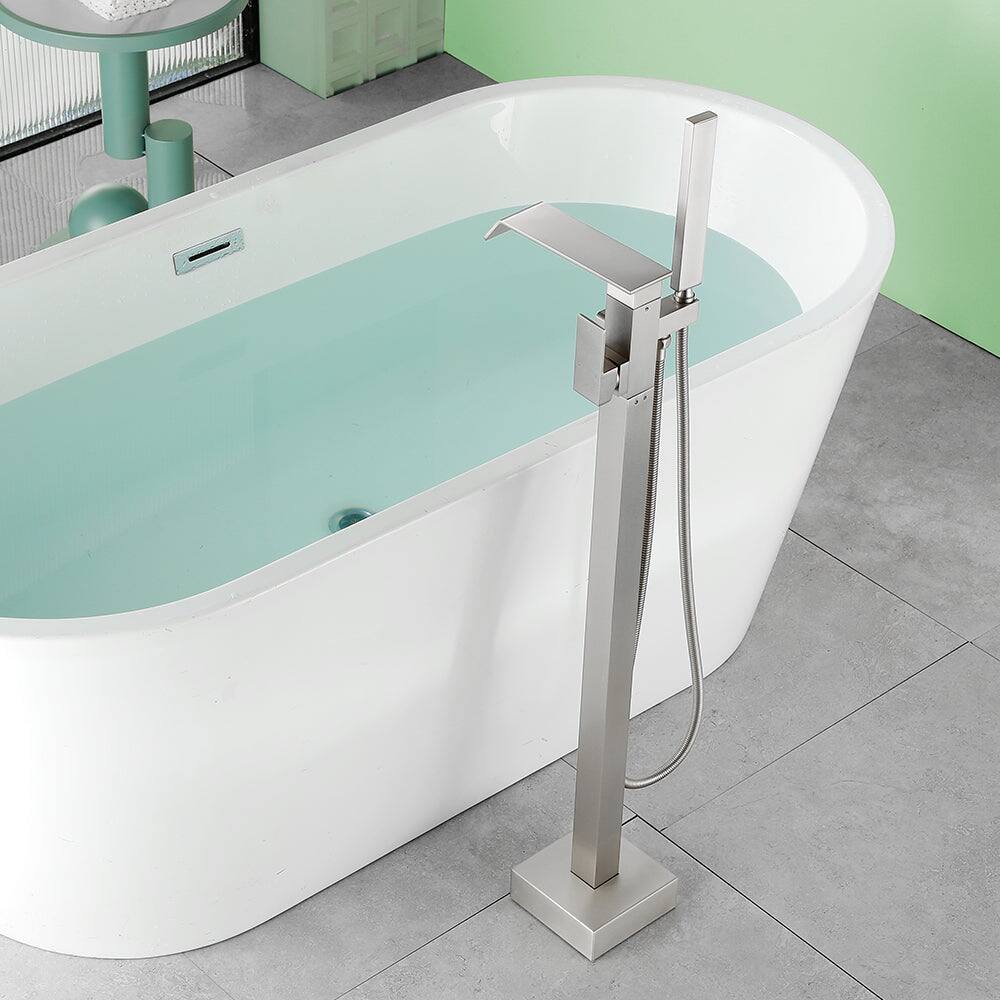 Alt View 4. Boyel Living - Brushed Bathtub Faucet Dual Function 360 Degrees Rotatable 1.5m SUS304 Hose Independent Handles - Brushed Nickel.