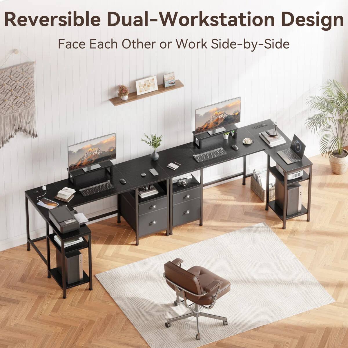 Reversible Dual-Workstation Design  
Face Each Other or Work Side-by-Side
