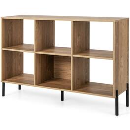 Pefilos - Open-Back Bookshelf with Drawer for Study-Natural, Tall Bookshelf, Shelves for Living Room, Home Office - Brown