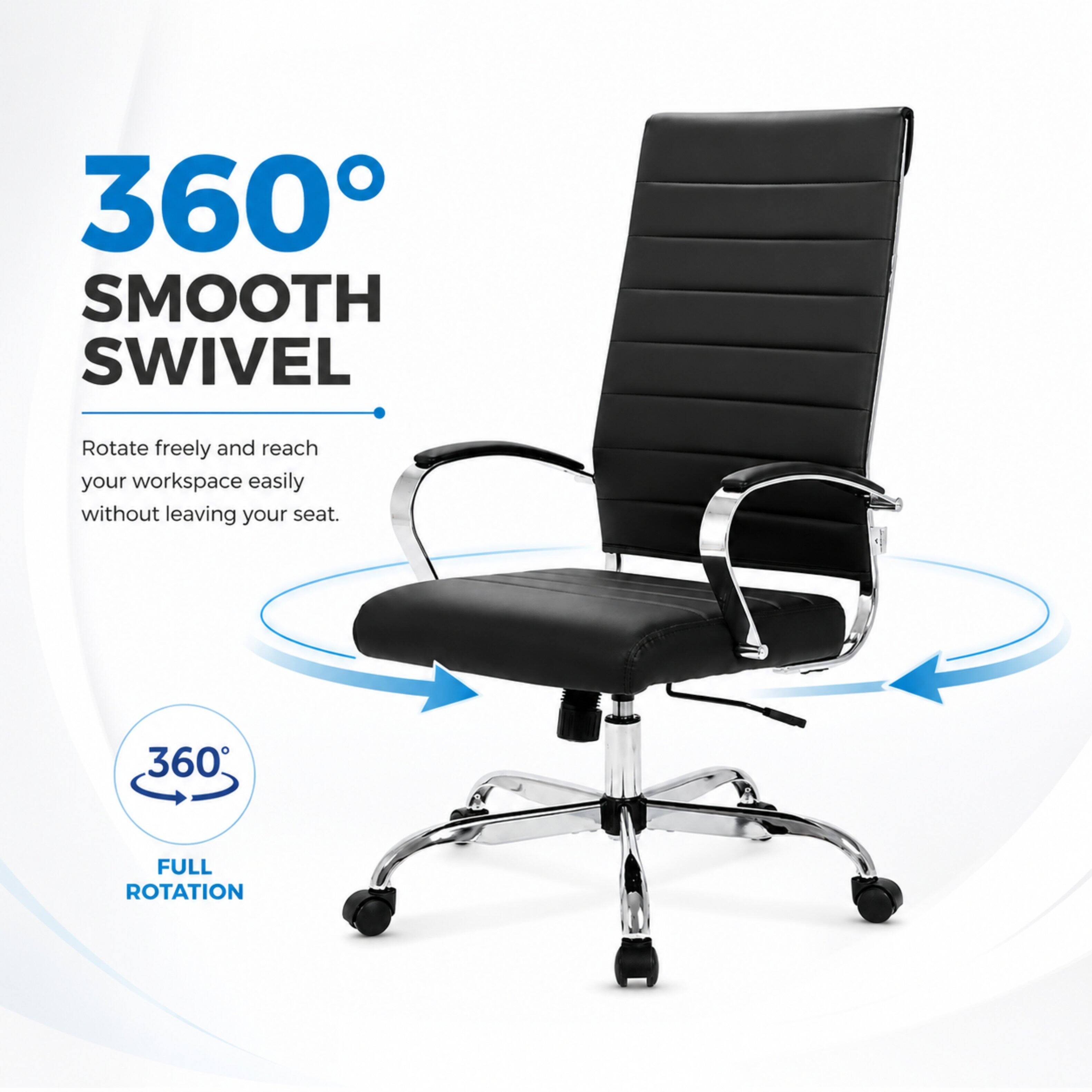 360° SMOOTH SWIVEL  
Rotate freely and reach your workspace easily without leaving your seat.  
360° FULL ROTATION