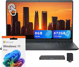 Dell - Inspiron 15.6" FHD Touchscreen Laptop,Intel i5-1334U,8GB RAM,512GB SSD+160GB Docking Station Set,Win 11 Pro - Black