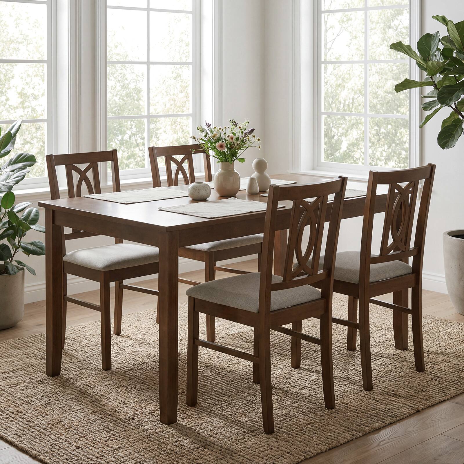 Alt View 3. Gymax - Gymax Dining Chairs Set of 4 w/Hollowed Backrest & Padded Seat for Living Room Kitchen - Brown.