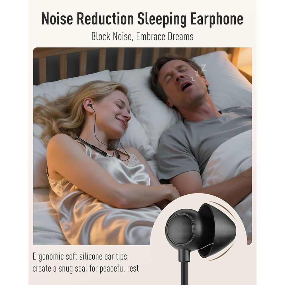 Noise Reduction Sleeping Earphone  
Block Noise, Embrace Dreams  

Ergonomic soft silicone ear tips, create a snug seal for peaceful rest