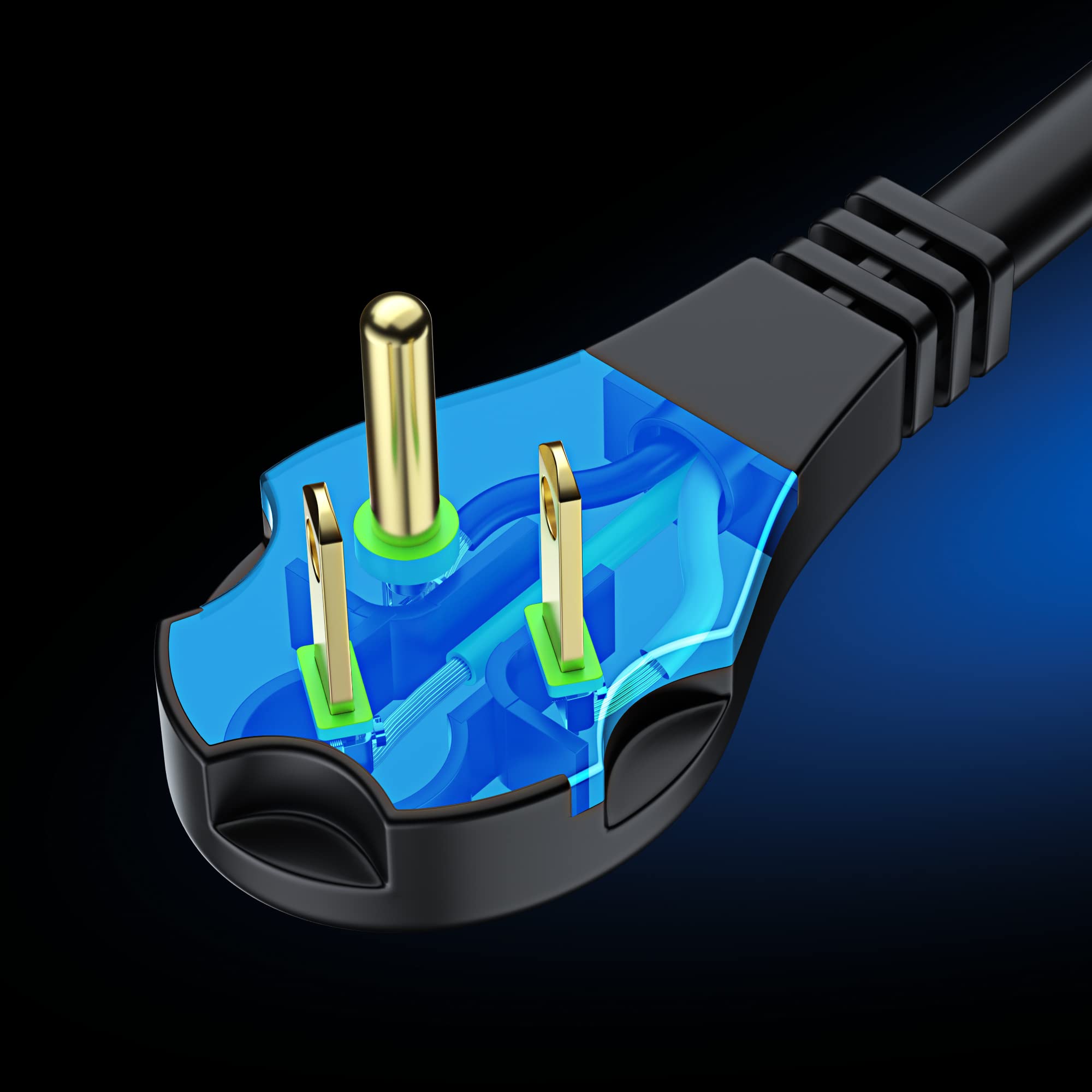 Alt View 2. Maximm - Flat Plug Extension Cord 30 ft with Slim Space-Saving Plug Design, Low Profile Extension Cord 14AWG - Black.