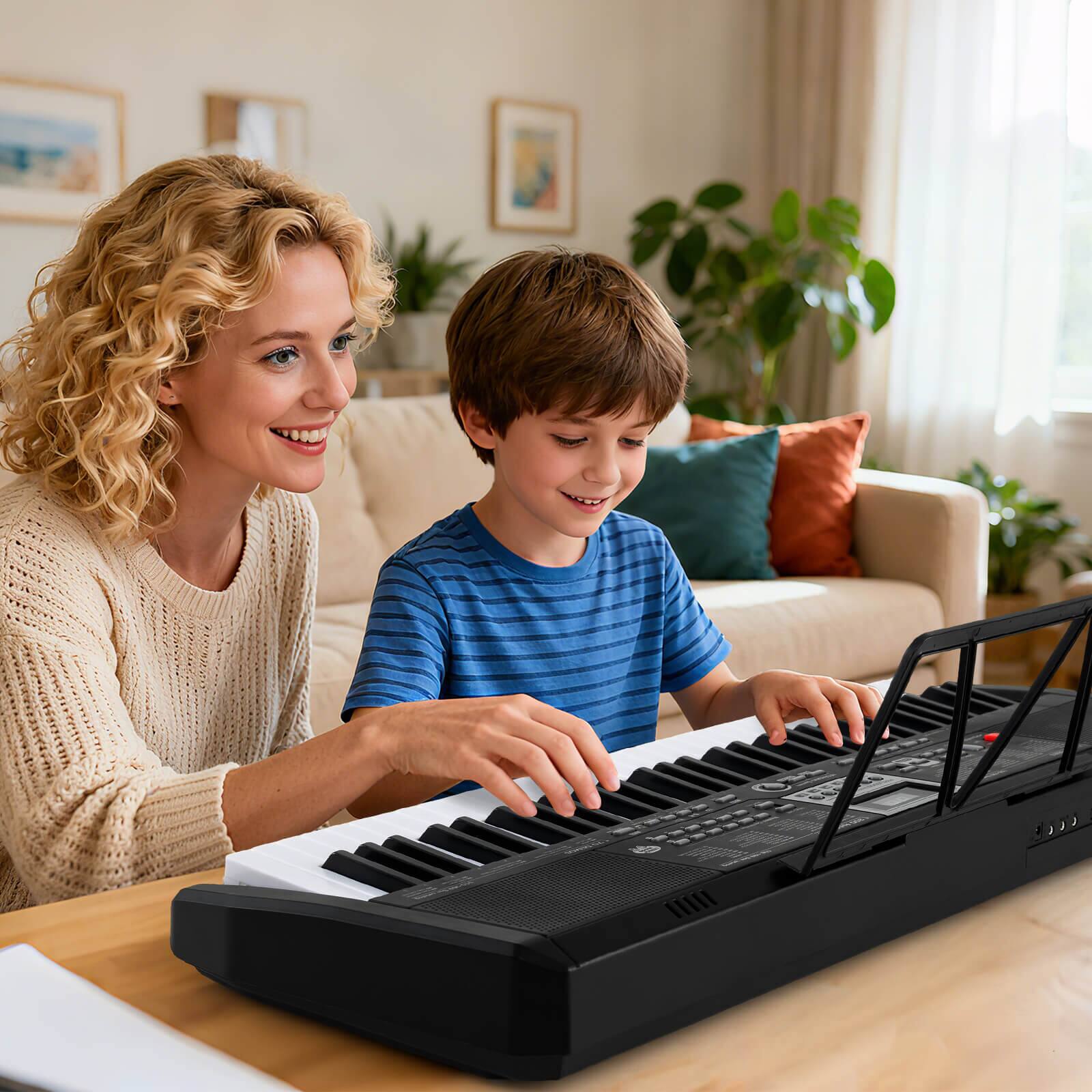 Alt View 3. Costway - Costway 61 Keys Portable Keyboard with 200 Rhythms 200 Tones 70 Demos Note Sticker - Black.