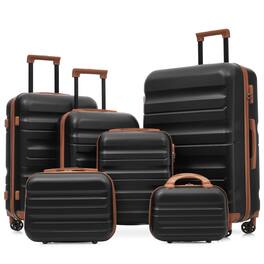 Chateau Abodes - 6-Piece Luggage Set, Lightweight Hardshell Suitcases with Dual Spinner Wheels, Carry-On & Checked Bags for Travel & Busi - Black Brown