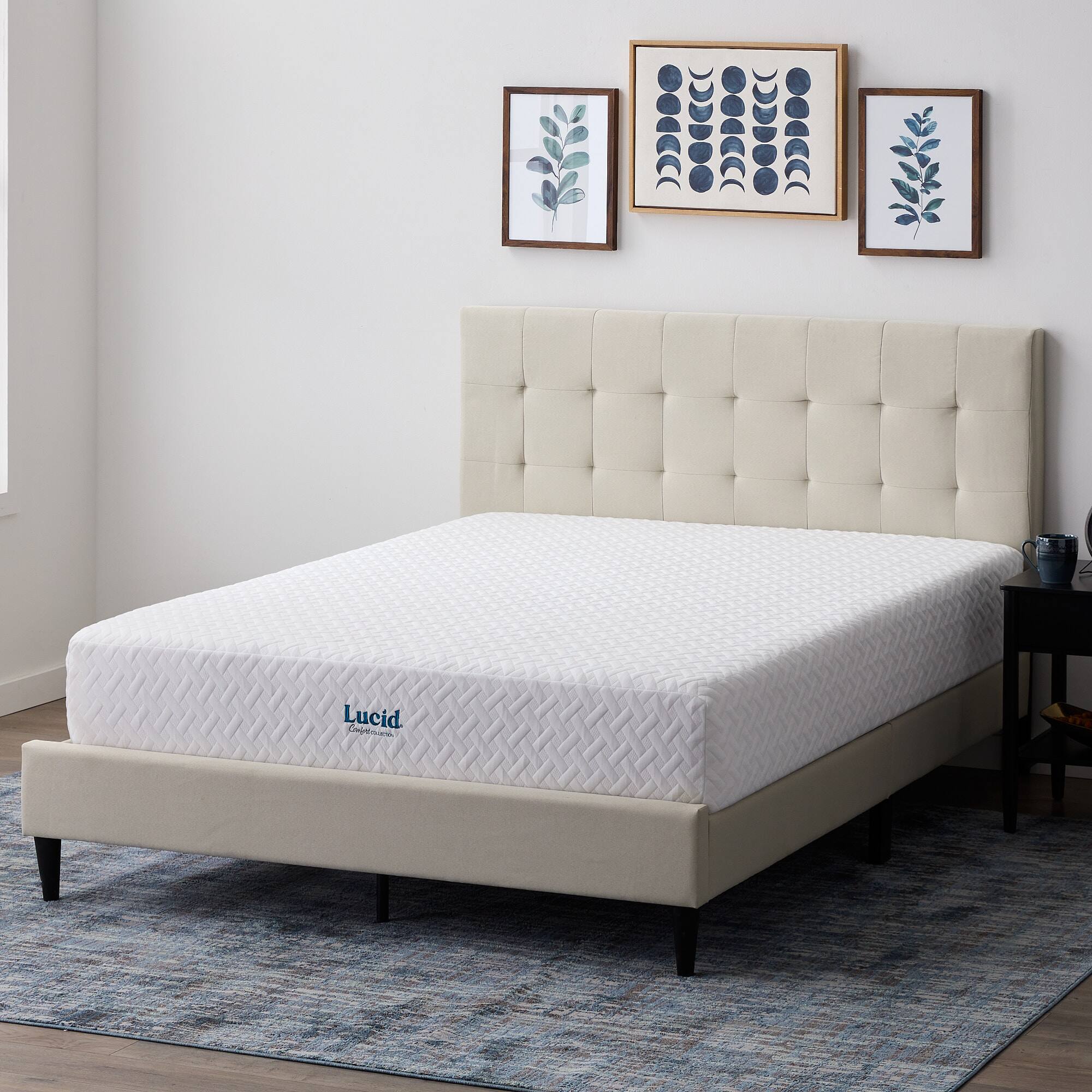 Angle. Lucid - 10-inch Medium Firm Gel Memory Foam Mattress-Twin - White.