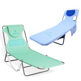 Ostrich - Custom Fitted Beach Towel & Ladies Chaise Lounge Beach Pool Chair, Teal - White