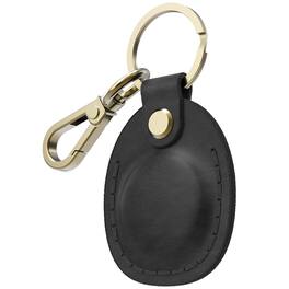 Vena - For Apple AirTag Holder, AirTag Keychain Genuine Leather, AirTag Case Cover For Pet Dog Cat Collar Luggage - Black