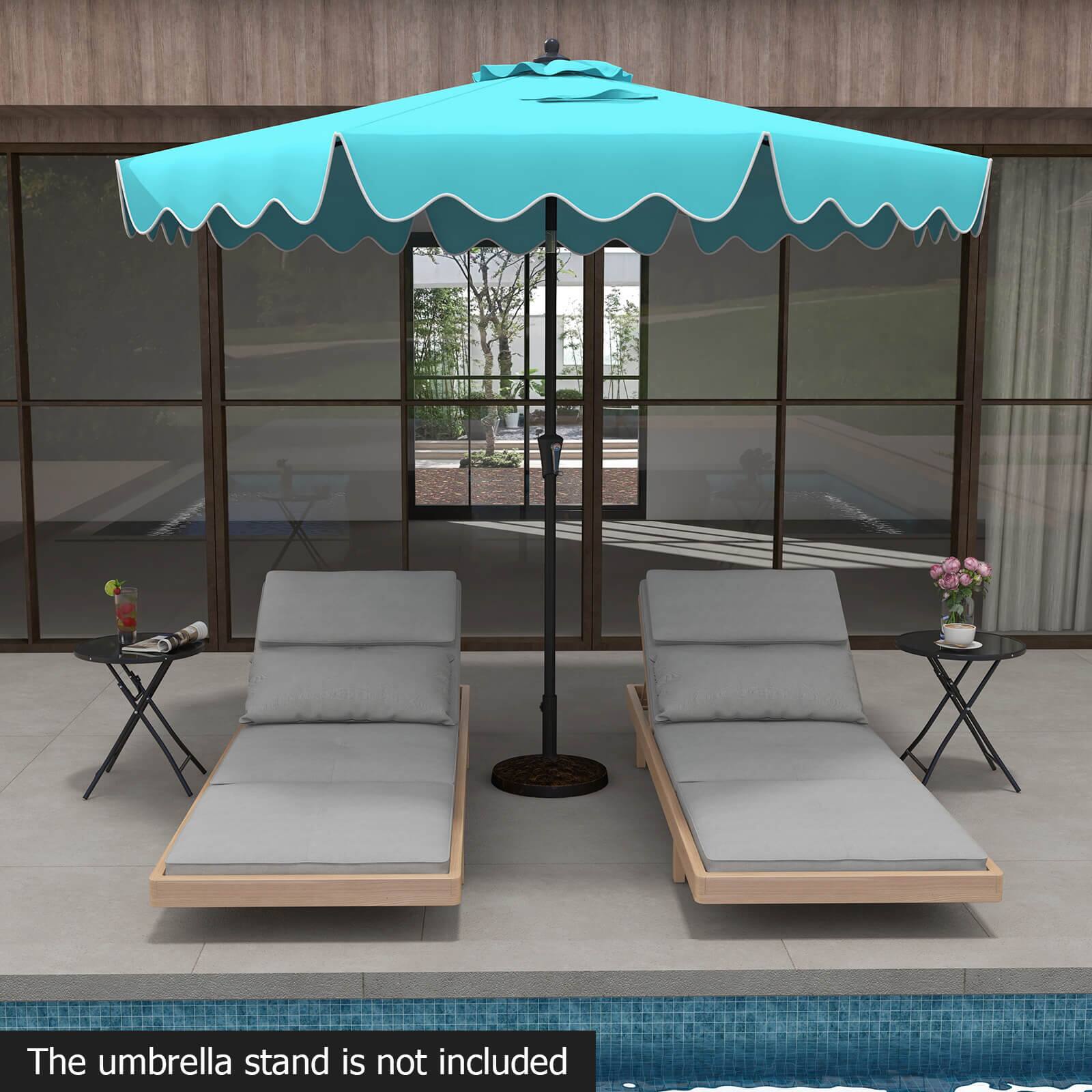 The umbrella stand is not included.