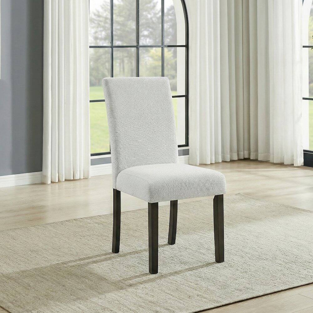 Angle. New Classic Furniture - Carissa Wood Dining Chair in Stone (Set of 2) - Espresso/Gray.