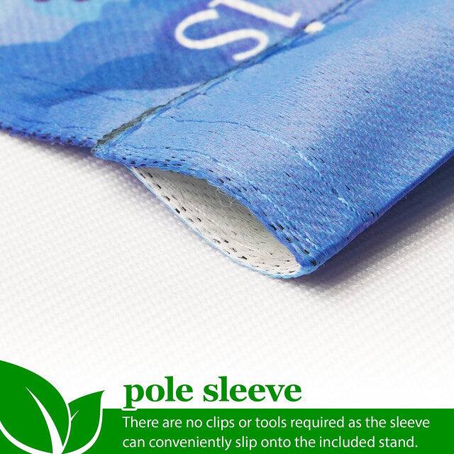 pole sleeve  
There are no clips or tools required as the sleeve can conveniently slip onto the included stand.