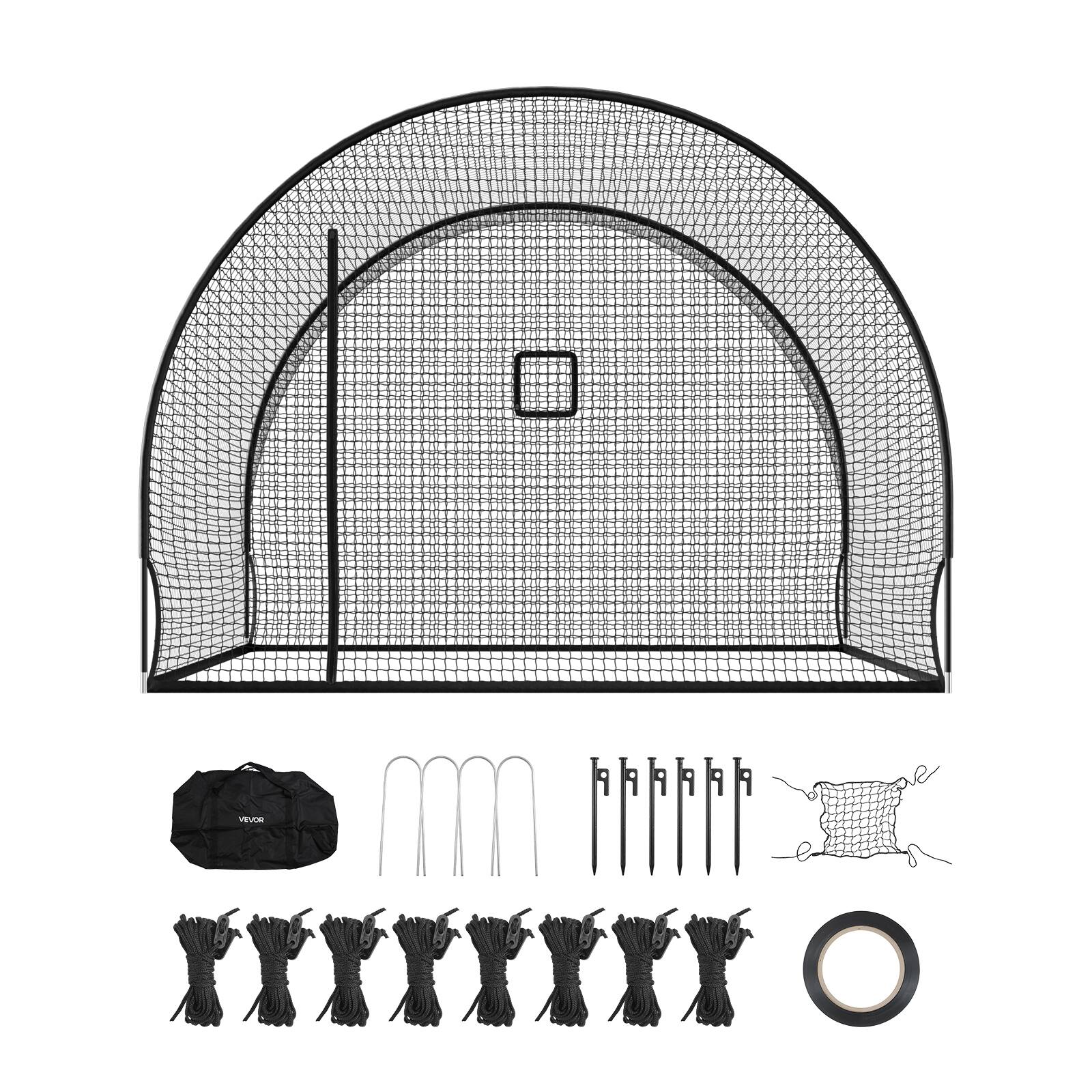 Alt View 5. VEVOR - Baseball Batting Cage, 12.0x10.2x7.6 FT Freestanding Portable Batting Cage, Hitting Cages with 4-Ply Knotless Polyester - Black.
