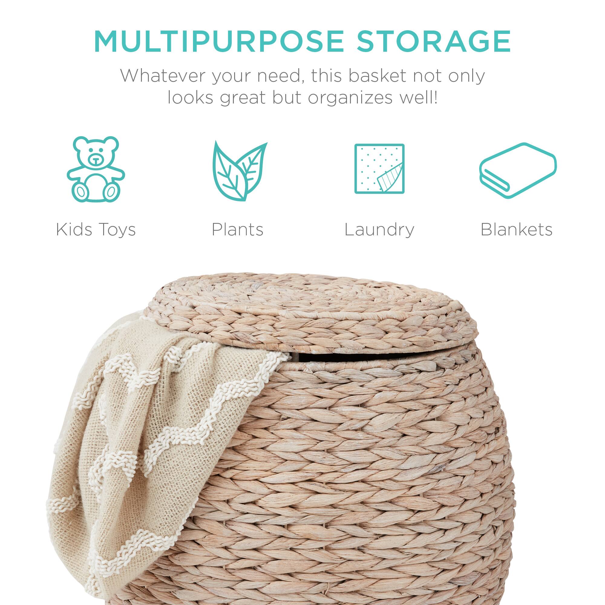 MULTIPURPOSE STORAGE

Whatever your need, this basket not only looks great but organizes well!

Kids Toys  
Plants  
Laundry  
Blankets