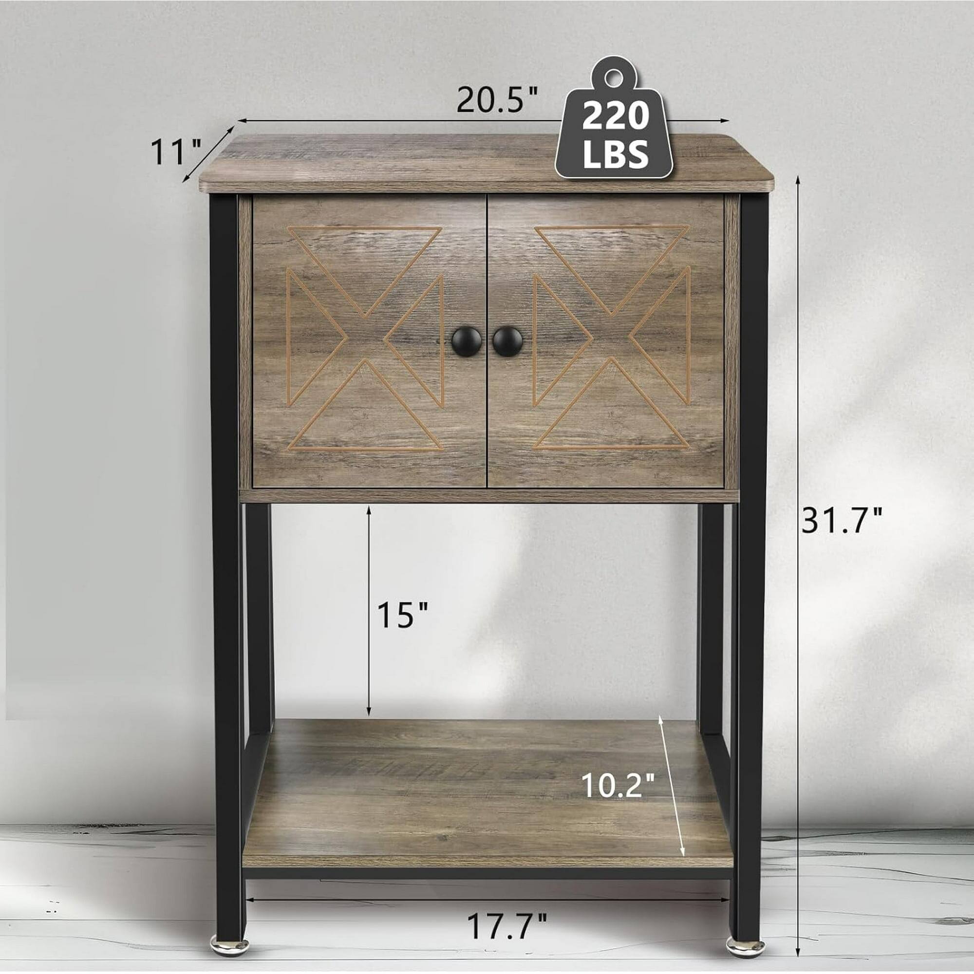 11" x 20.5" x 31.7"  
15" x 10.2" x 17.7"  
220 LBS