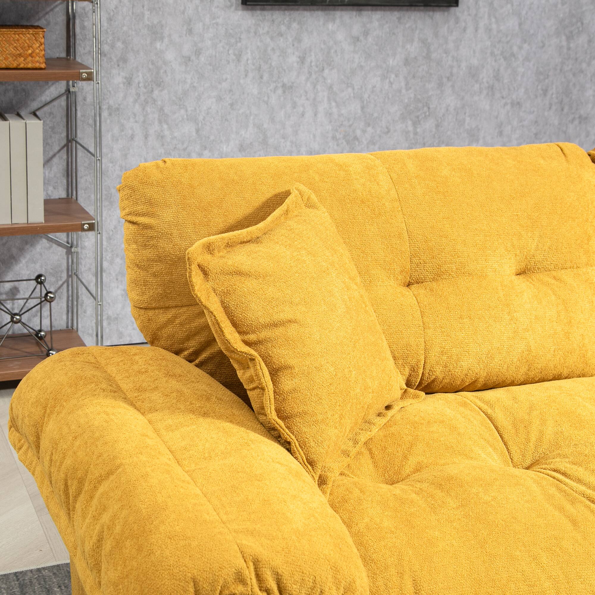 Alt View 5. Tiramisubest - 84"Chenille Sofa,Loveseat Deep Seat Sofa Couch with Pillows & Memory Foam for Living Room,Apartment,Office Lounge-Yellow - Yellow.
