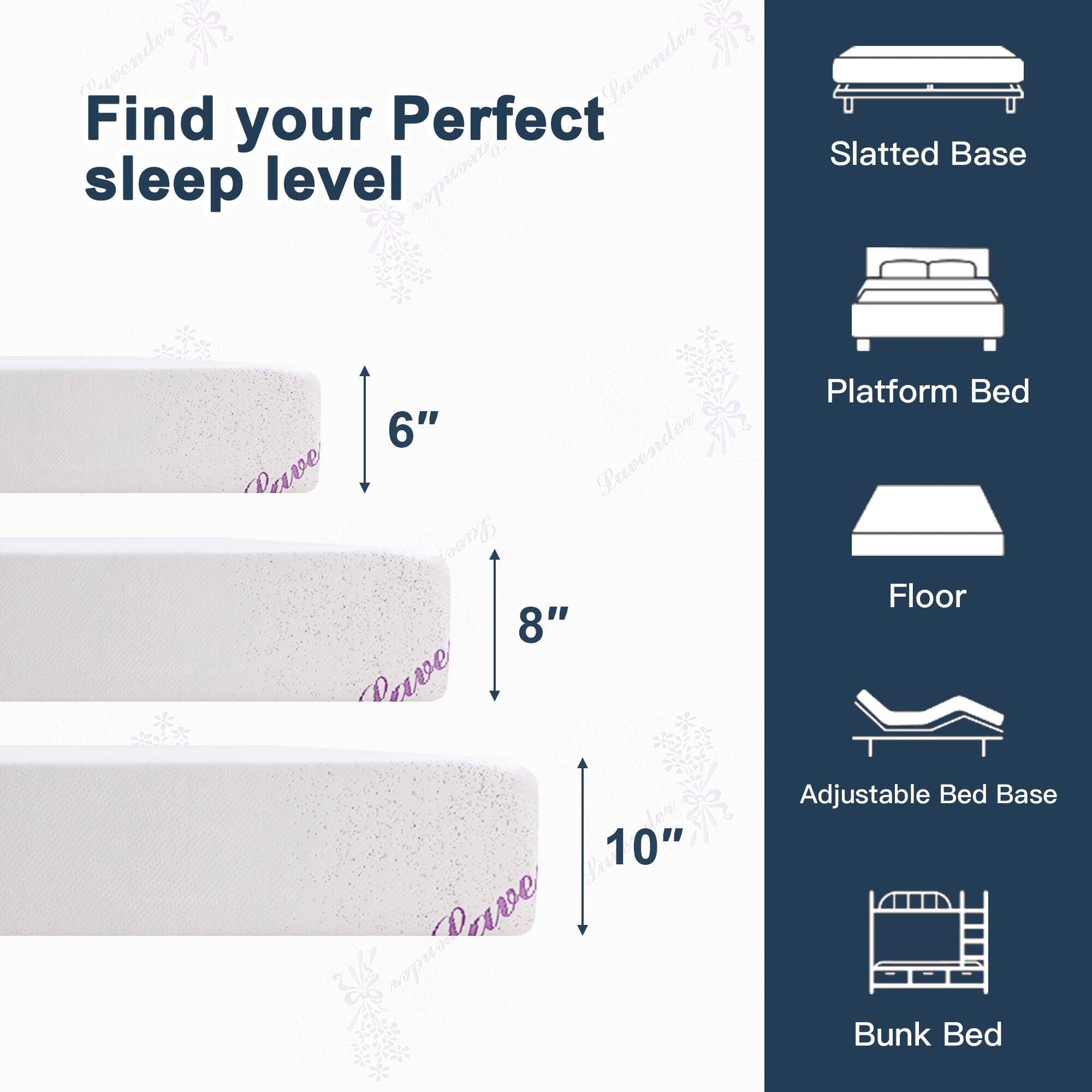 Ravender Pavender Find your Perfect sleep level Pavender Slatted Base 6" Dave Pavendor Laves 8" Dave 10" &ov Platform Bed Floor Adjustable Bed Base Bunk Bed
