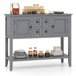 Costway - Buffet Sideboard Cabinet Entryway Console Table with 2 Doors and 2 Drawers - Gray