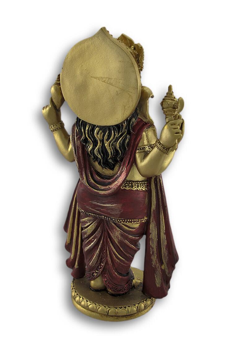 Alt View 2. Zeckos - Golden Ganesha Standing Hindu God Statue - Gold.