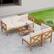 Alt View 3. Costway - 6 PCS Acacia Wood Patio Furniture Set with Cushions and Coffee Table for Garden - Off White,Natural.