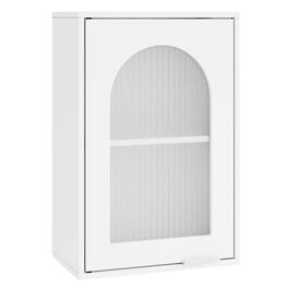 Costway - Bathroom Wall Cabinet Medicine Cabinet with Tempered Glass Door & Adjustable Shelf - White