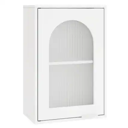 Front. Costway - Costway Bathroom Wall Cabinet Medicine Cabinet with Tempered Glass Door & Adjustable Shelf White - White.