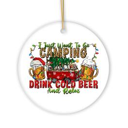 OrnamentallyYou - Festive Camping Lover Christmas Ornament Holiday RV Camper and Beer Lover Gift - Multi-colored