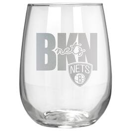 Great American Products - Brooklyn Nets Etched 17oz. City Stemless Wine Glass - Multicolor