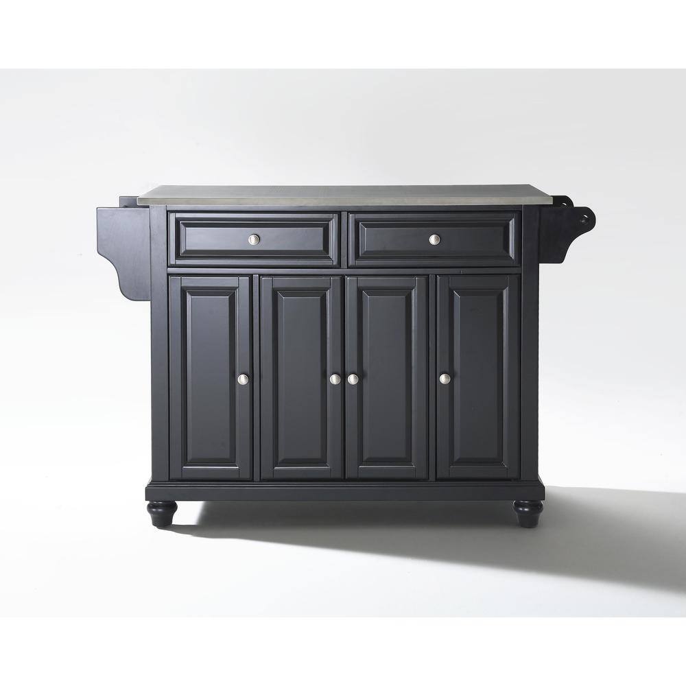 Left. Crosley Furniture - Cambridge Stainless Steel Top Full Size Kitchen Island/Cart - Black.