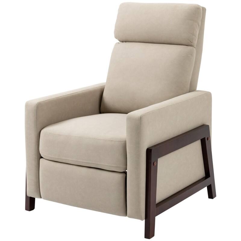 Front. Hivvago - Modern Upholstered Manual Reclining Sofa Chair w/ Armrest and Footrest - Grey.