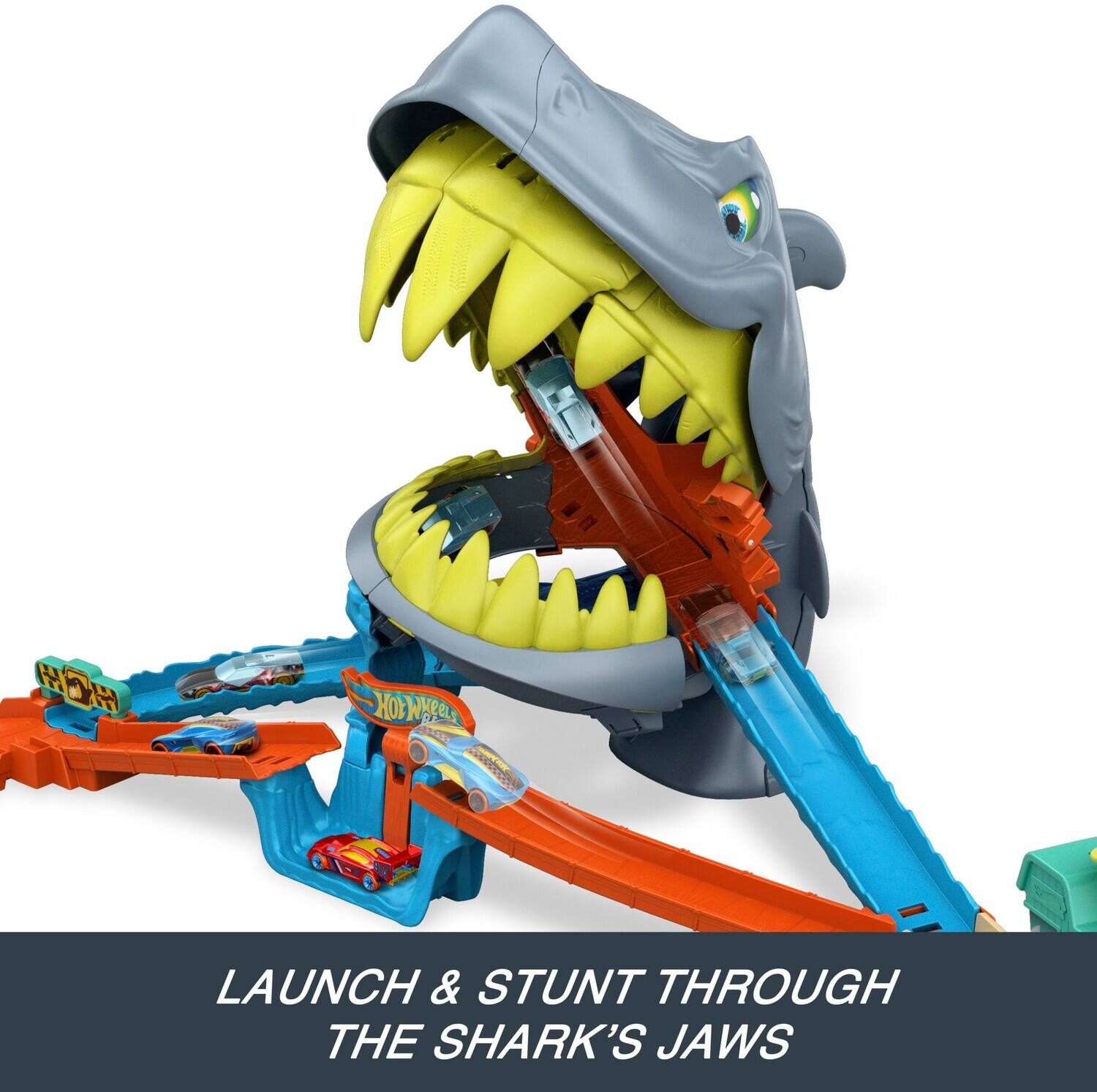 Hot Wheels  
LAUNCH & STUNT THROUGH THE SHARK'S JAWS